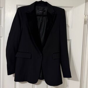 Zara Black Blazer with Velvet Collar Detail